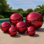 VEBESYET Red 6PCS Inflatable Mirror Ball Set Reusable Large Event Decoration Balloon PVC Bubble Balloon with Electric Pump for Party, Wedding, Decor