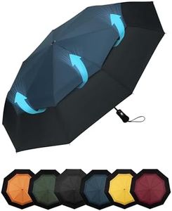 Chakipee Paraguas Plegable Antiviento Hombres - Paraguas Azul Resistente al Viento, Paraguas Automático Portátil Compacto de Viaje, Toldo con doble ventilación, Revestimiento de Teflón 210T