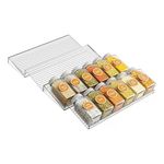 Lacusmall 4 Tier Spice Drawer Organizer, Clear Plastic Adjustable Spice Rack for Inside Drawer, Cabinets Countertops Expandable Storage for Spice Jars (No Jars)