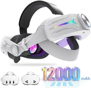 12000mAh Fast-Charging Battery Head Strap for Meta Quest 3/3S – Extends 6-8 Hours Playtime, RGB Lighting & Comfortable Fit – Elite Replacement Strap with Balanced Weight_White