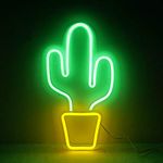 Neon Sign Night Light, LoveNite USB Operated Glowing Neon Decorative LED Light Wall Decor for Room Party Bar Decorations (Cactus)