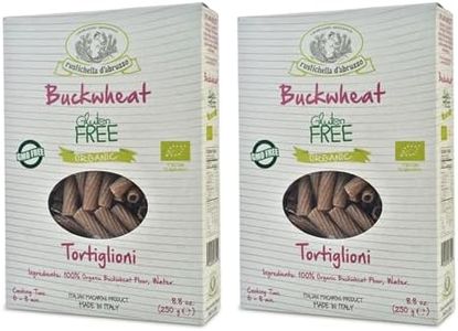 Rustichella d'Abruzzo Organic Buckwheat Tortiglioni (Pack of 2), 250g Each - Gluten-Free Pasta with Distinct Buckwheat Flavor - Artisan Pasta from Italy