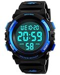 BHGWR Boys Digital Watches, Kids Sports 5ATM Waterproof Watch with Alarm/Timer/EL Light,Blue Childrens Outdoor Digital Watch for Teenagers Boys