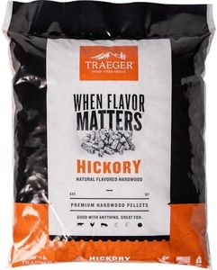 Traeger Grills Hickory 100% All-Natural Wood Pellets for Smokers and Pellet Grills, BBQ, Bake, Roast, and Grill, 18 lb. Bag