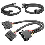 KabelDirekt – 30cm 4-pin Molex to 2 x 15-pin SATA power cable + 60cm 7-pin SATA 3 data cable 6 Gbit/s 90° angled + 60cm 7-pin SATA 3 data cable 6 Gbit/s