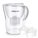 Hskyhan Water Filter Pitcher Alkaline - 3.5 Liters Improve PH, 2 Filters Included, BPA Free, 7 Stage Filteration System to Purifier, White