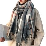 ECOMBOS Winter Tartan Scarf - Women Long Plaid Scarves Warm Wool British Style Spinning Tassel Shawl Stole For Women Ladies