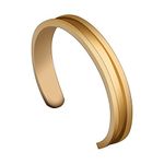 ZUOBAO Womens Stainless Steel Hair Tie Bracelet Grooved Cuff Bangle High Polished Finish (2.2" Gold)