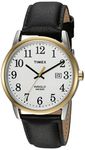 Timex Men's Easy Reader Date Leather Strap Watch, Black/Two-Tone, Analog Watch