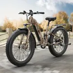 PUCKIPUPPY Ebike+Battery, Electric Bike for Adults 960W, 48V 20AH Battery Adult Electric Bicycles, 26" Fat Tire Full Suspension Step-Thru Ebike, 28MPH Mountain E-Bike 7 Speed 80Miles-Camouflage