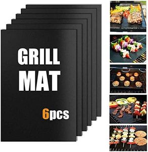 BBQ Grill Mat,Set of 6 Non-Stick,Fireproof Grill Sheets,Barbecue Accessory for Gas,Charcoal, Electric Grills. Reusable and Dishwasher safe,Easy to Clean Barbque Grill Accessories/Grill Grease Tray