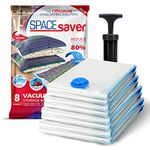 Spacesaver Premium Vacuum Storage Bags. 80% More Storage! Hand-Pump for Travel! Double-Zip Seal and Triple Seal Valve! Vacuum Sealer Bags for Comforters, Blankets, Bedding, Clothing! (Variety 8 pack)