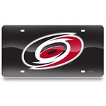 Rico Industries NHL Carolina Hurricanes Laser Inlaid Metal License Plate Tag, Black, 6" x 12"