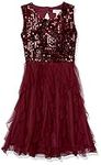 Speechless Girls' Sleeveless Sequin Bodice Dress Special Occasion, Burgundy, 7