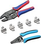 KAMSTEALTH Crimping Tool Set 7 PCS, Ratcheting Wire Crimper Tool for Heat Shrink, Nylon, Non-Insulated, Insulated Connectors, Ferrule Terminals