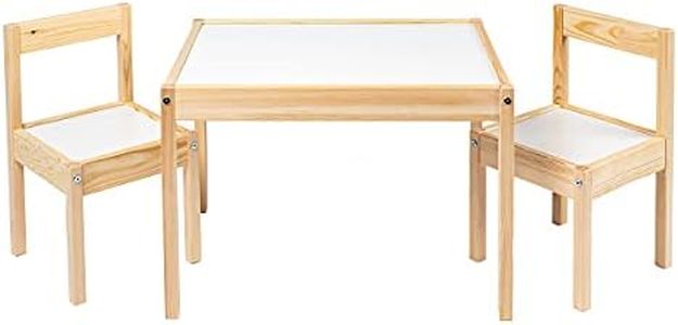 Ikea Latt-Table pour Enfant avec 2 chaises, Blanc, pin, Kiefer, Beige, Table avec 2 chaises, Blanc