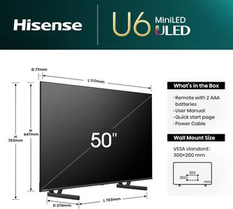 Hisense 50" 4K Mini-LED Smart TV – Ultra HD HDR Display