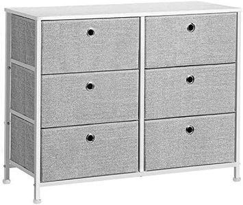 SONGMICS Storage Dresser with 6 Drawers for Closet, Nursery, Dorm Room, 31.5" L, Light Grey ULTS23W