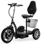 VELECO ZT16-3 Wheeled Mobility Device - Fully Assembled and Ready to use - Big Wheels - Easy to Manoeuvre - Front and Rear Brakes - Removable Shopping Basket (Black)