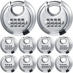 Maitys 10 Pack 4 Digit Combination Locks Stainless Steel Code Disc Lock Combo Padlock with Hardened Steel Shackle for Sheds Locker Storage Unit Gym Fence Gate Outdoor Indoor, Round (Silver)