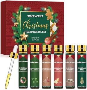 MIGCAPUT Huiles Essentielles de Noël 6X10ML, Huiles Essentielles Pure pour Diffuseur, Humidificateur, Huiles Essentielles pour Noël, Festival, Couronne de Noël, Arbre de Noël, Pomme à la Cannelle