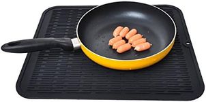 Extra Large Silicone Trivet Heat Resistant Mat 18'' x 16'' Dish Drying Mats kitchen Counter Rack Sink Drainer Pad Hot Pot Trivet Dishwasher Safe (black)