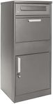 Wiltec Parcel Box Grey 50 x 37 x 112 cm Spacious Post Box for Home, Freestanding Mailbox, Lockable Outdoor Letterbox, Delivery Drop Box