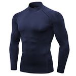 Men's Athletic Compression Shirts Long Sleeve Workout Running Gym Tops Sports Baselayers Undershirts Mock Turtleneck