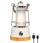 HARPER LIVING Rechargeable Camping LED Retro Water Resistant Lantern, 6 Watts 370 Lumen 5000mAh Power Bank, Dimmable and Colour Changing, for Living Room, Garden, Camping, Fishing, Hiking, Power cuts