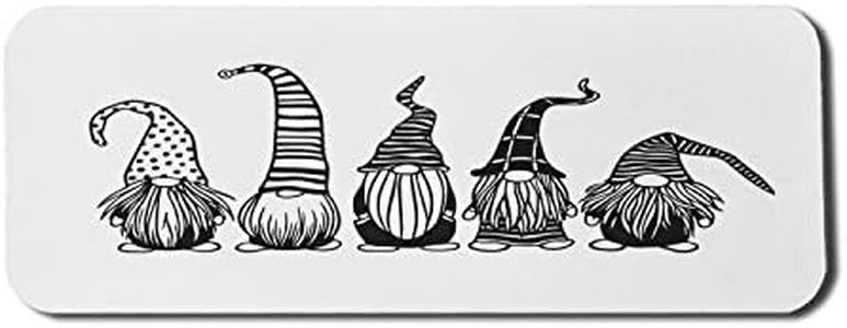 Lunarable Gnome Computer Mouse Pad, Little Forms with Striped and Polka-Dotted Hats on a Plain Background, Rectangle Non-Slip Rubber Mousepad Large, 31" x 12" Gaming Size, White Charcoal Grey