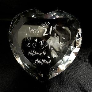 21st Birthday Gifts for Daughter Her, Engraved Heart Crystal Keepsake 21st Birthday Gifts for Women Diamond Shaped Paperweights Ornaments 21st Birthday Presents for Her