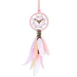 Dream Catcher Car Pendant, Car Charm Dreamcatcher Elk Car Rearview Mirror Hanging Ornament, Auto Interior and Home Decoration Accessories Birthday Gift for Family, Friend, colleague, Pink