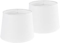 GO&SO Large Drum Lamp shades Set of 2 White Linen Lampshade 14" Top x 16" Bottom x 11" High (Spider) Modern Lampshade for Table & Floor Lamp - Lampshades Replacement