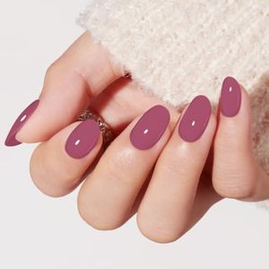 modelones Dusty Rose Short Press on Nails, Fall Oval Fake Nails Kit