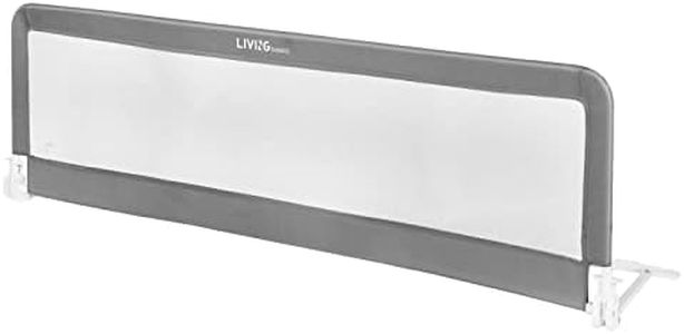 69'' Baby Bed Rails, Swing Down Extra Long Bed Bumper Sleep Bedrail for Twin, Full, Queen, King Mattress (Grey)-LIVINGbasics