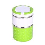 Insulation Thermal Lunch Box Stainless Steel Food Storage Container Portable Bento Box With Handle Cute Dot Pattern 1/2/3 Layers (Color : Green, Size : 900ML)