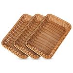 AKOLAFE 3 Pack Wicker Baskets Gift Basket Plastic Wicker Storage Basket 35x25cm Wicker Hamper Baskets for Gifts Empty Large Wicker Bread Picnic Baskets Rectangular Serving Baskets for Food