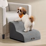 Feandrea 2-Step Dog Stairs, Corduroy Dog Steps for Bed, Sofa, Waterproof Pet Stairs with Anti-Slip Designs, Gentle Slope, Removable Washable Cover, Handle, Slate Grey PPS002GN01