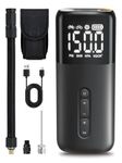 GPUTEK Mini Electric Bike Pump: Fast Inflation Portable Bicycle Pump for Presta and Schrader Valve, 150 Psi High Pressure Tire Inflator with Digital Gauge for Road Bike, Mountain Bike, E-Bike
