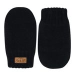 JAN & JUL Thumbless Knit Baby Mittens with Fleece Lining for Girls and Boys (Black, Size S)