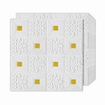 Revwd Self-Adhesive Waterproof PE Foam 3D Wall Panels Wallpaper Sticker for Bathroom, Living Room, and Home Decoration (70 x 70cm, Appx. 5.8Sq Feet) (20, White Golden)