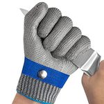 OKAWADACH Level 5 Upgraded Cut Resistant Gloves Cut Proof Gloves Butcher Gloves Metal Gloves Chainmail Gloves Safety Work Gloves for Meat Cutting, Oyster Shucking, Mandolin Slicing and Carving(M*1)