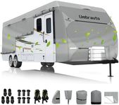 RV Cover Umbrauto 2022 Upgraded 7 Layers Top Camper Cover Windproof Travel Trailer Cover for 16' to 18' RV, Toy Hauler Cover with Tongue Jack Cover, Extra Windproof Ropes, Gutter Covers