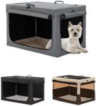 Petsfit Travel Dog Crate, Soft Dog Kennel, Adjustable The Tightness of The Cloth, Easy On The Go, Easy to Stow Dog Crates Grey 24inch