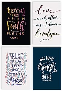 Better Office Products Religious Bible Verse Inspirational Cards, 100-Pack, 4 x 6 inch, 4 Cover Designs with Bible Quotes, Blank Inside, Encouragement Cards, with Envelopes, 100 Pack