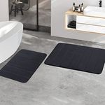 Bath Mat Set Bathroom Mat Set, Ultra Soft Memory Foam 2 Piece Bathroom Rug Non Slip Absorbent Machine Washable Toilet Mat Bathroom Carpet Floor Mat (Grey, 17” X 24”+24” X 34”)…