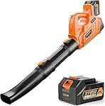 Cordless Leaf Blower - BHY 320 CFM 180 MPH Battery Leaf Blower with 5.0Ah Battery & Charger, 2 Section Tubes, 6-Speed Dial, Electric Leaf Blower for Dust, Snow Debris,Yard, Work Around The House