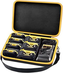 Extra Large Battery Storage Holder Case for DEWALT 20V/ 60V MAX XR Battery &Charger, Tool Batteries Pack Carrier Box for 20V 60V 2.0/3.0/4.0/5.0/6.0/9.0-Ah Batteries, Adapter - Black Inside