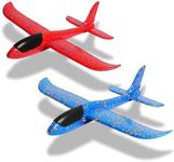 WenToyce 2 Pack Throwing Foam Airplanes, 17.5 Inches 2 Flight Mode Glider Inertia Planes Model, Manual Launch Epp Flying Aircraft Planes for Kids Outdoor Sport