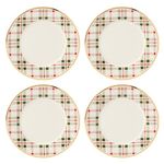 Lenox 894966 Holiday Plaid Dinner Plates, Set of 4, Porcelain, Red & Green